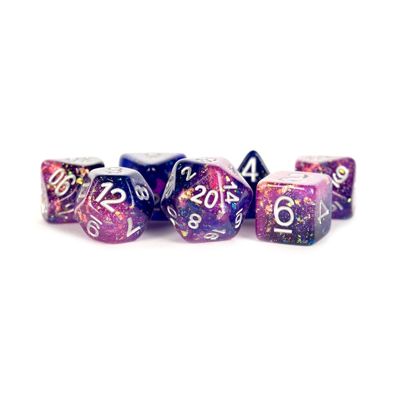 Metallic Dice Games 7-Set Eternal Purple and Blue with White