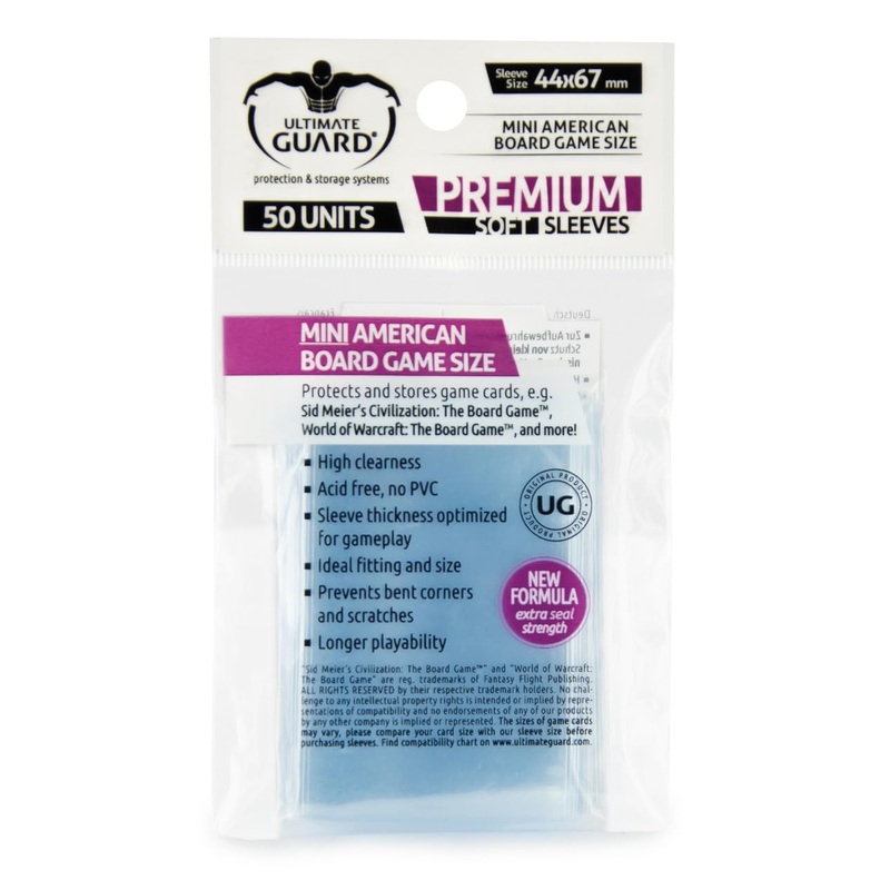 Ultimate Guard "Mini American Premium Soft Sleeves for Board Game Cards (Transparent