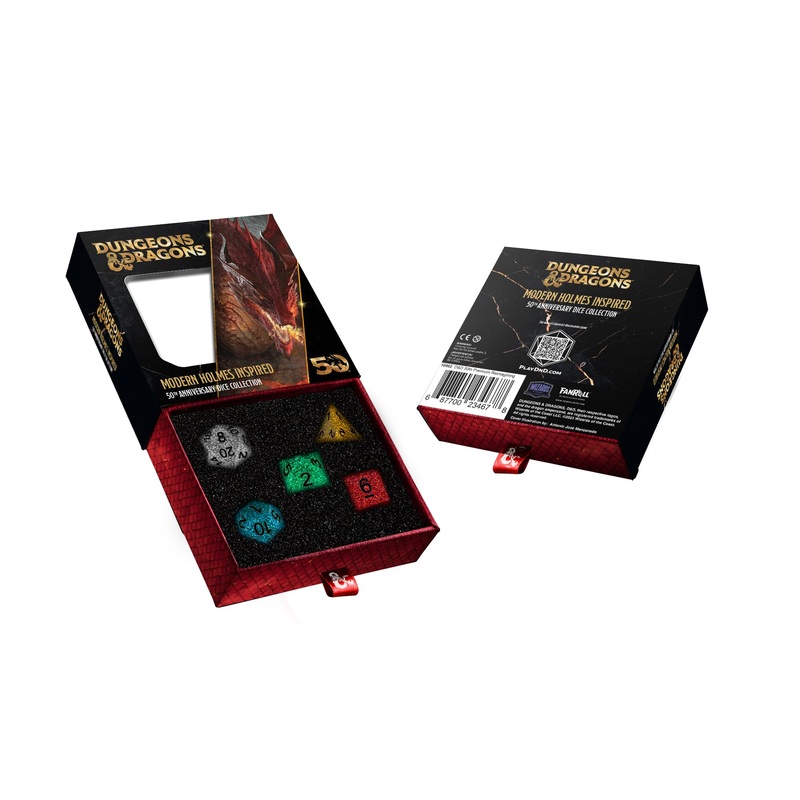 FanRoll D&D Modern Holmes Inspired, 50th Anniversary Commemorative Dice Set