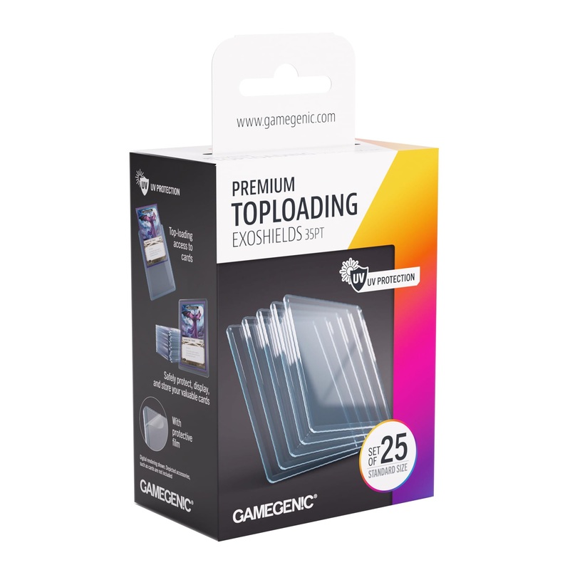 Gamegenic, Premium Toploading Exoshields 35pt, Pack of 25, UV Protection, Product Size: 76 x 101 mm (3" x 4"