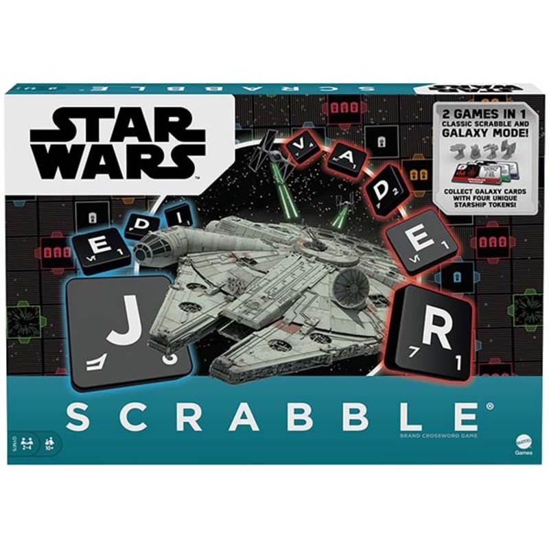 Scrabble Star Wars Edition Family Board Game with Galaxy Cards & Spacecraft Mover Pieces, Star Wars Glossary, Gift for Teen Adult or Family Game Night Ages 10 Years & Older, GYM75