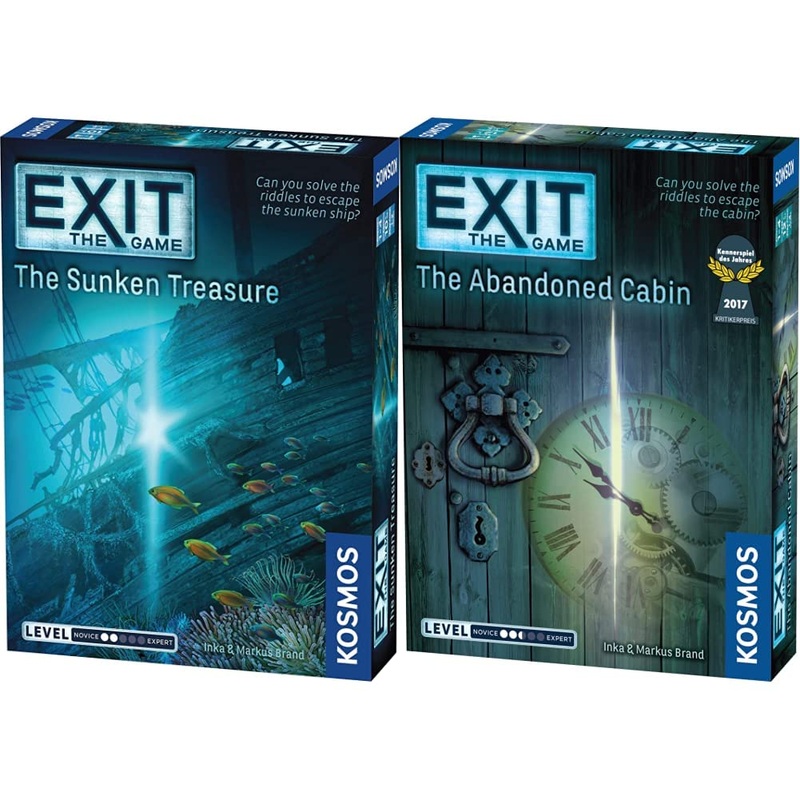 Thames & Kosmos | 692681 | EXiT: The Abandoned Cabin & 694050 | EXiT: The Sunken Treasure | Level: Beginner | Unique Escape Room Game | 1-4 Players | Ages 12+