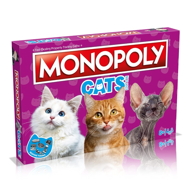 Winning Moves Cats Monopoly Board Game , Featuring 22 of our cats favourite places to nap, includes bespoke tokens and trade your way to success, 26 players makes a great gift for ages 8 plus