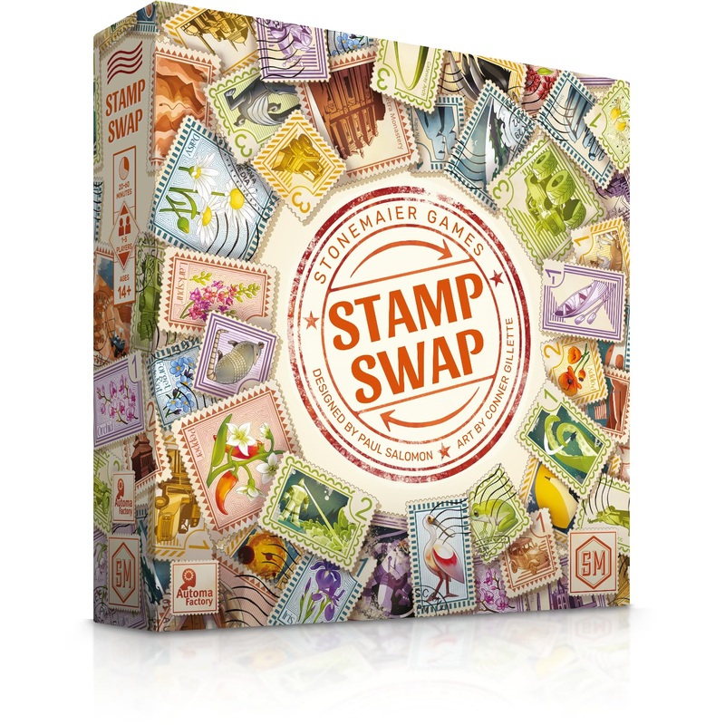 Stonemaier Games | Stamp Swap | Board Game | Ages 14+ | 1-5 Players | 20-60 Minutes Playing Time