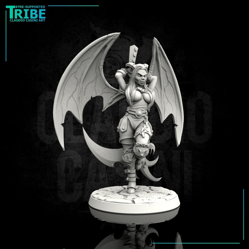 (0052) Female human elf tiefling vampire succubus warrior with scythe