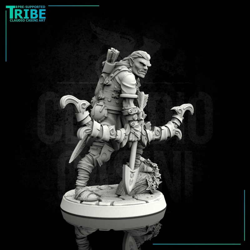 (0040) Male human half orc elf tiefling ranger with bow