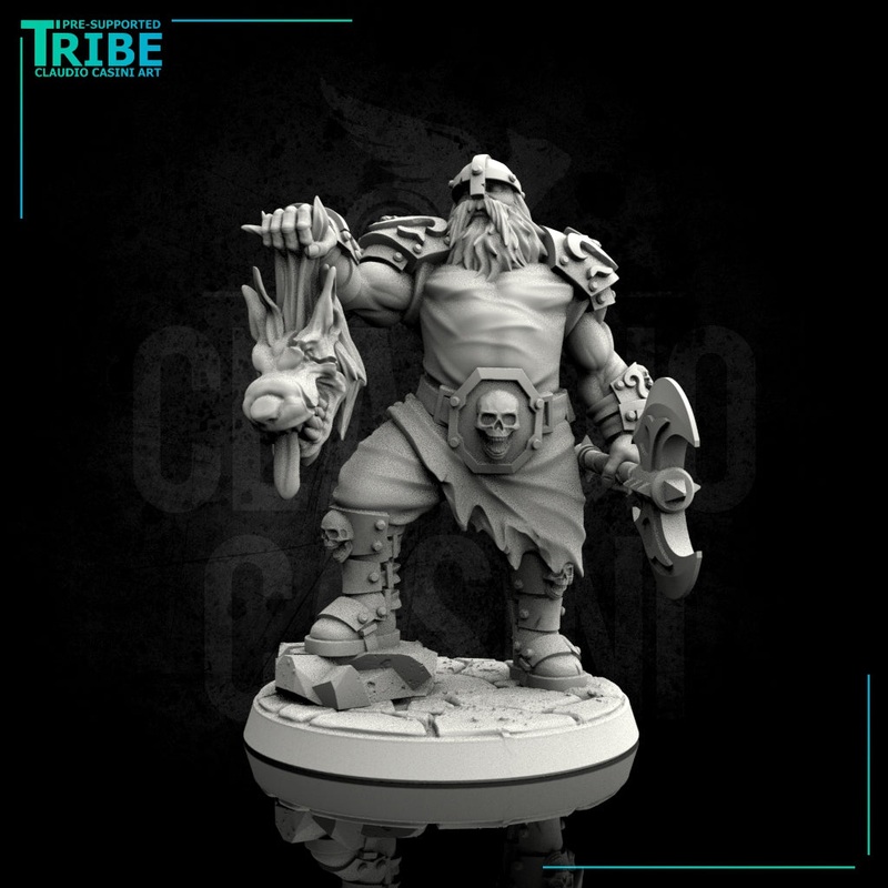 (0054) Male human old warrior with axe