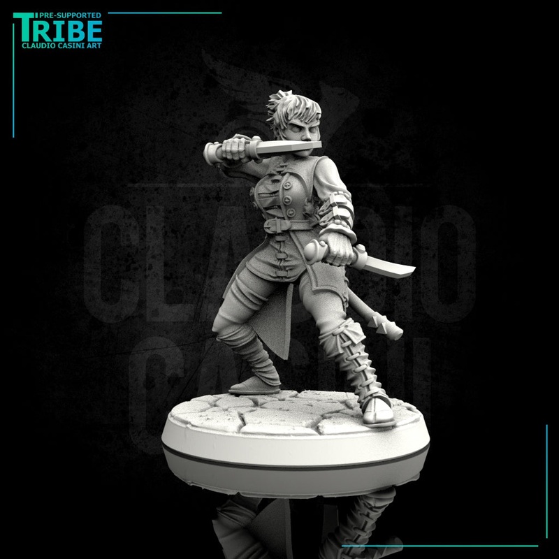 (0061) Female human elf tiefling thief assassin with knives