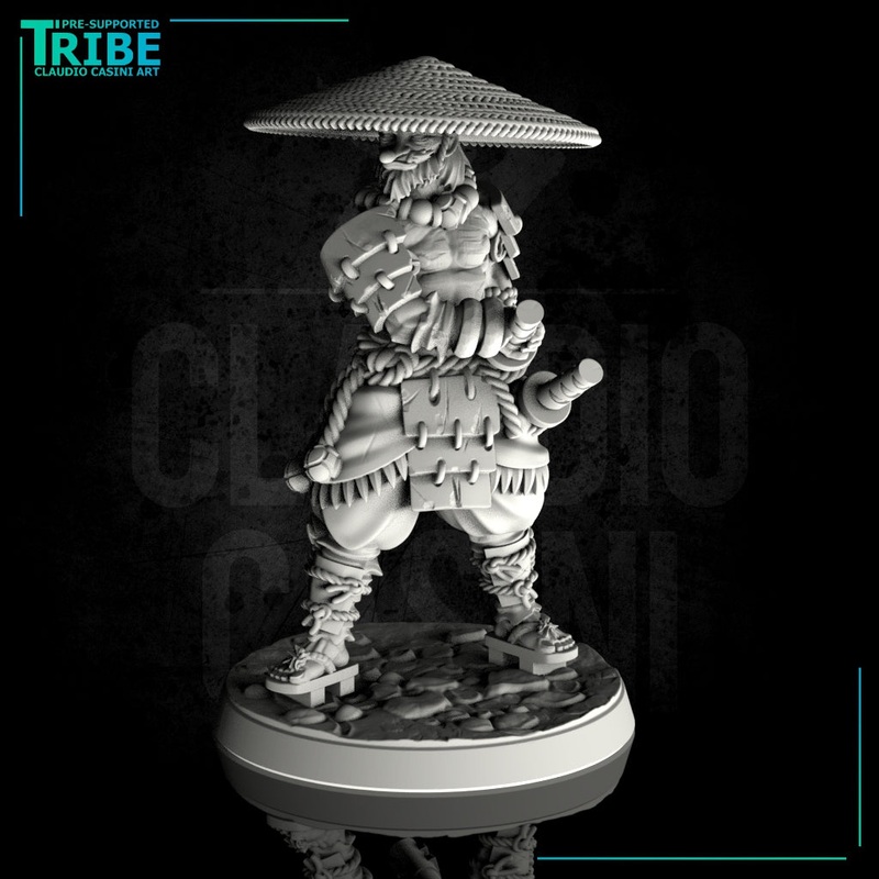 (0116) Male samurai warrior tengu elf human firbolg half orc tiefling with two katana