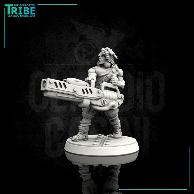 (0117) Male cyberpunk with heavy cannon