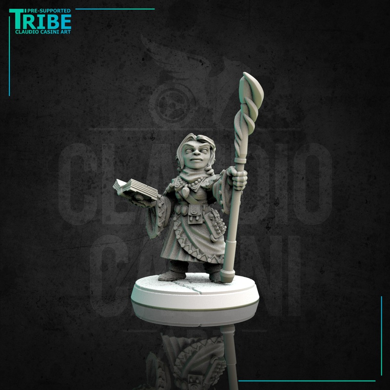(0122) Female halfling wizard sorceror druid with magic club