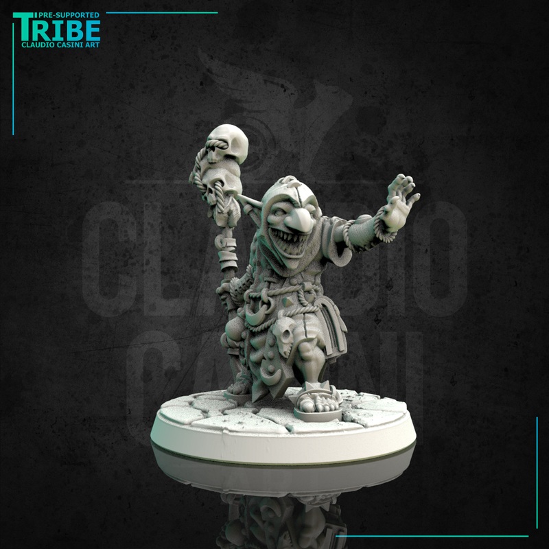 (0123) Male goblin wizard sorceror druid with magic club