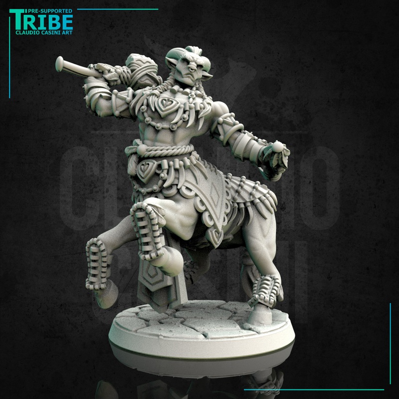(0115) Male centaur warrior barbarian with hammer