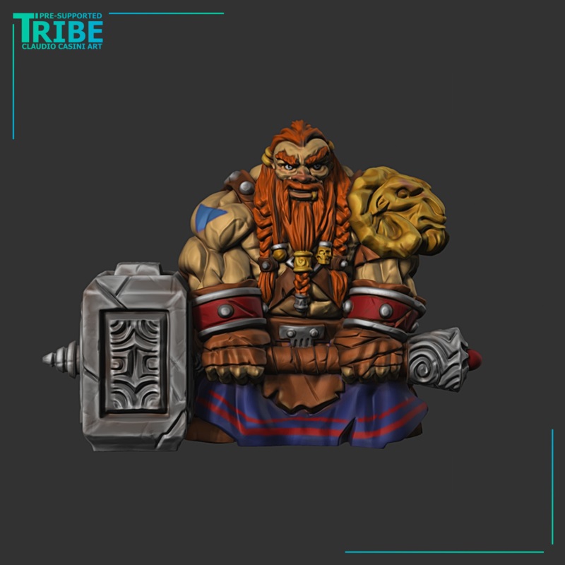 (0001) Male dwarf warrior with hammer