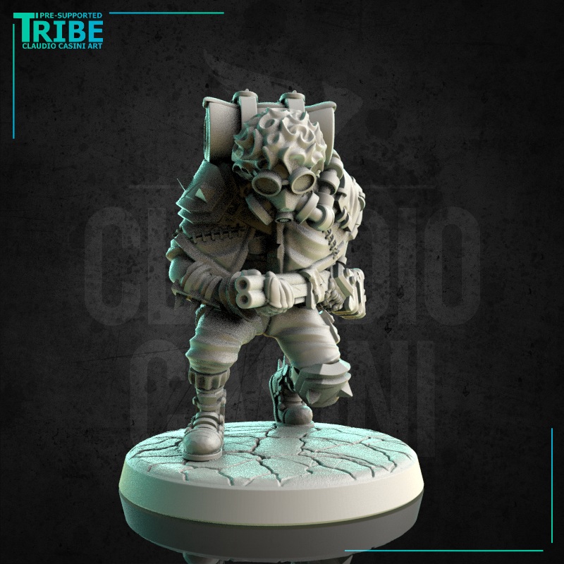 (0179) Female post apocalyptic old woman hunter with shotgun and traps