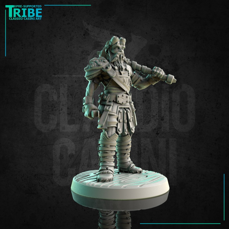 (0174) Male human tiefling firbolg half-orc elf Artificer with a hammer and blacksmith's tools