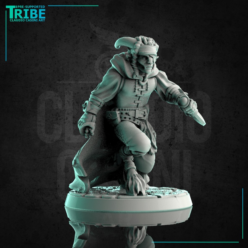 (0184) Satyr faun male thief thief assassin pirate with cloak and treasure