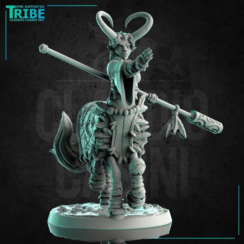 (0191) Female centaur monk with a staff