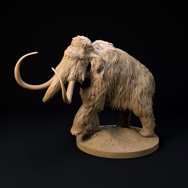 Wooly Mammoth walking 32mm scale - prehistoric animal companion