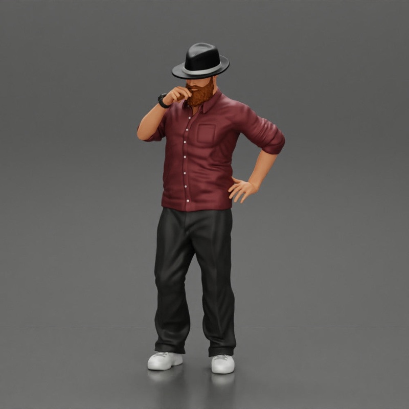 Young Gangster homie in Hat with beard Smoking Cigar