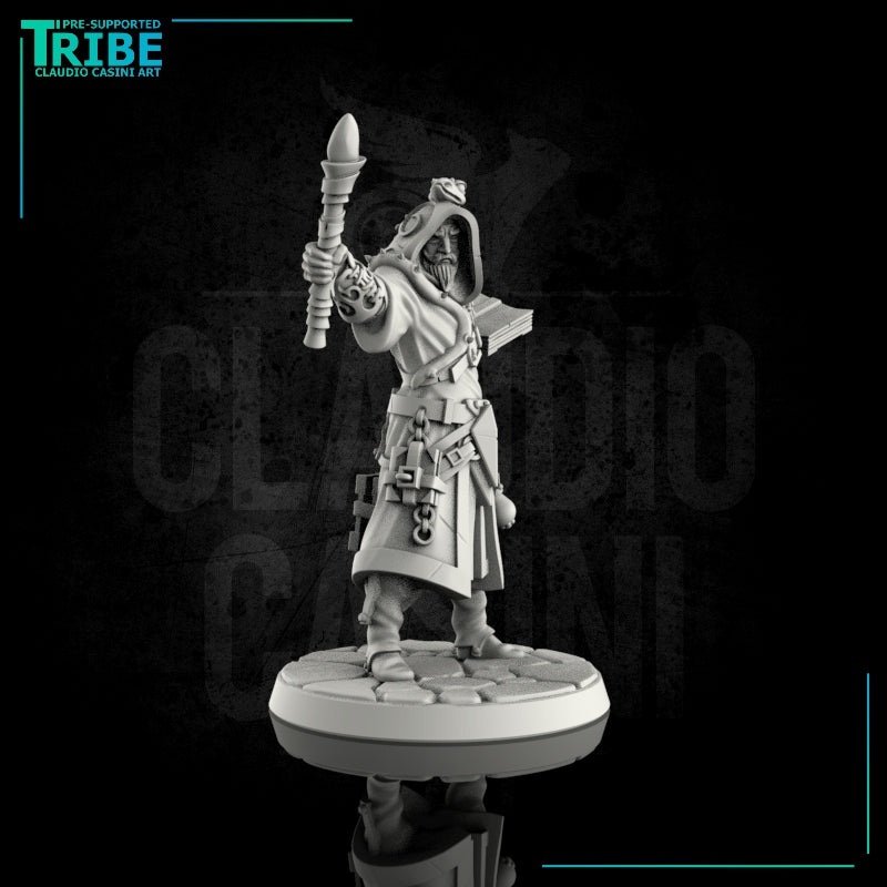 (0001) Male human wizard with familiar