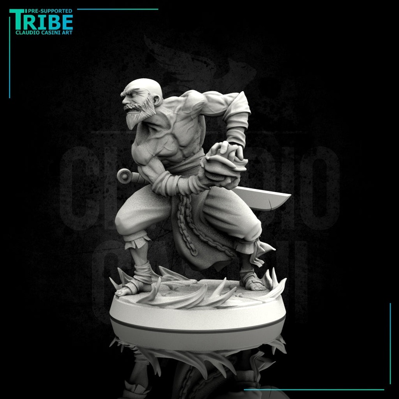 (0002) Male human monk with sword and hadoken