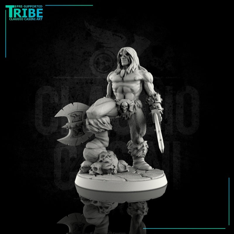 (0017) Male human half orc barbarian with weapons