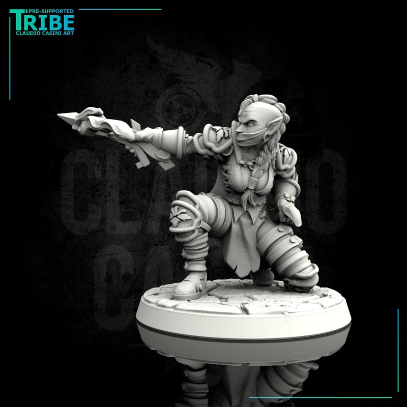 (0025) Female elf human tiefling hunter ranger with crossbow