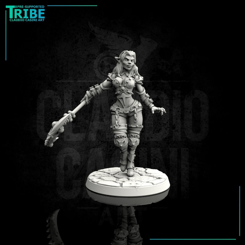 (0049) Female elf human tiefling vampire succubus warrior with scythe
