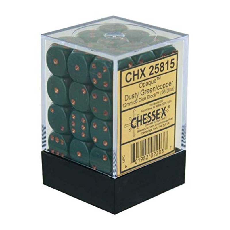 Opaque: 12mm D6 Dusty Green/Copper (36)
