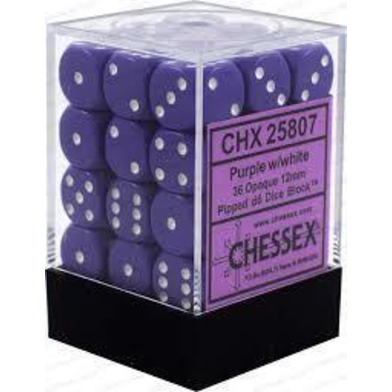 Opaque: 12mm D6 Purple/White