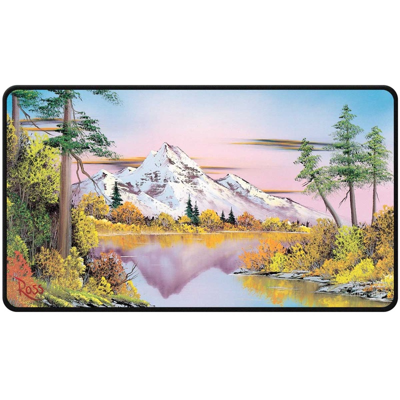 Bob Ross: Mighty Mountain Lake Black Stitched Playmat