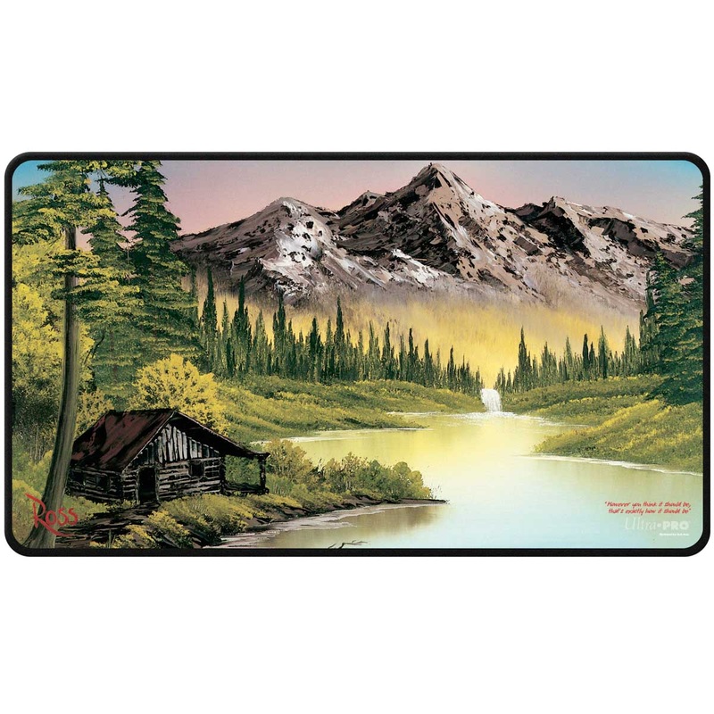 Bob Ross: Mountain Retreat Black Stitched Playmat