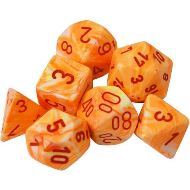 Dice Menagerie 10: Poly Festive Sunburst/Red (7)