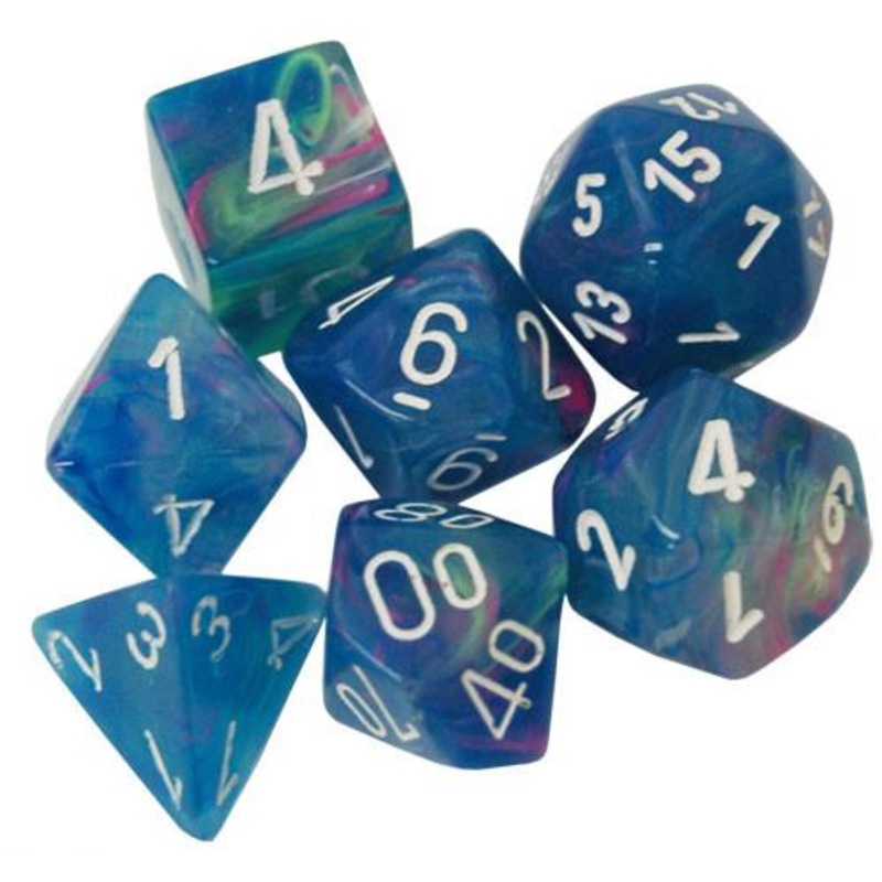 Dice Menagerie 10: Poly Festive Waterlily/White (7)