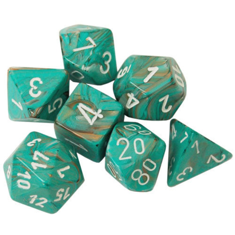 Dice Menagerie 10: Poly Marble Oxi Copper/White (7)