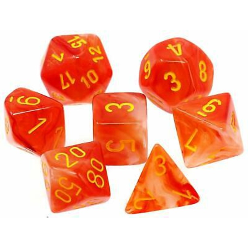 Dice Menagerie 9: Ghostly Glow Poly Orange/Yellow (7)