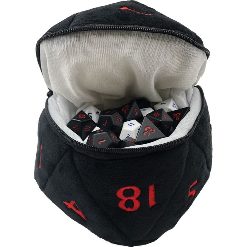 Dungeons & Dragons RPG: Black and Red D20 Plush Dice Bag