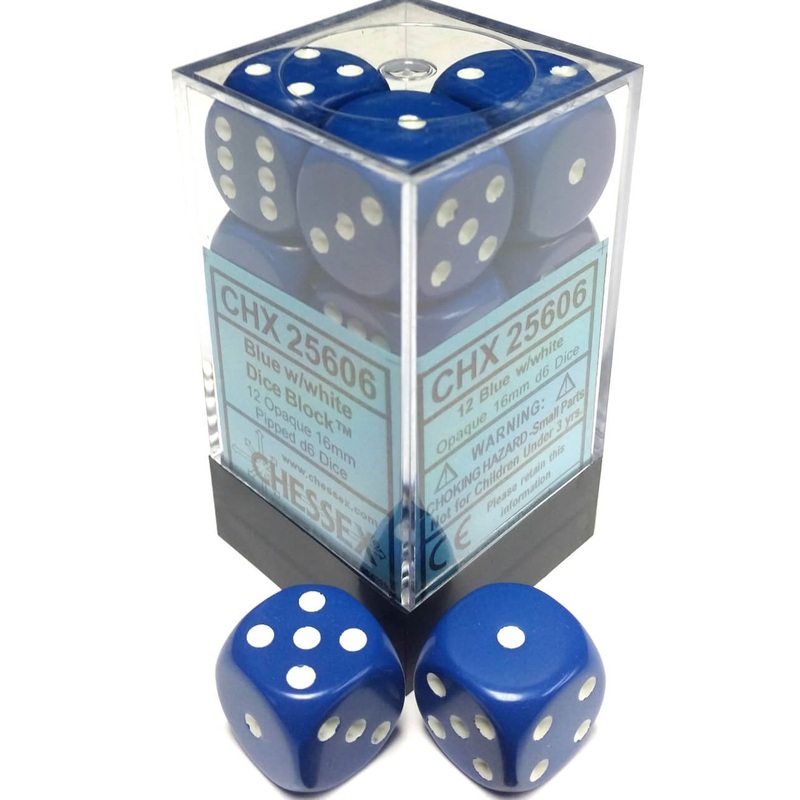 Opaque: 16mm D6 Blue/White (12)
