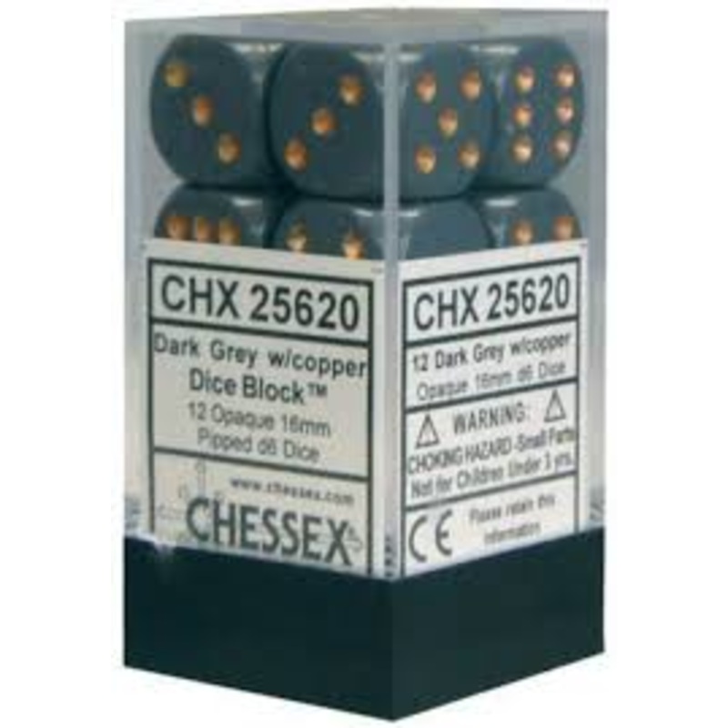Opaque: 16mm D6 Dark Grey/Copper (12)