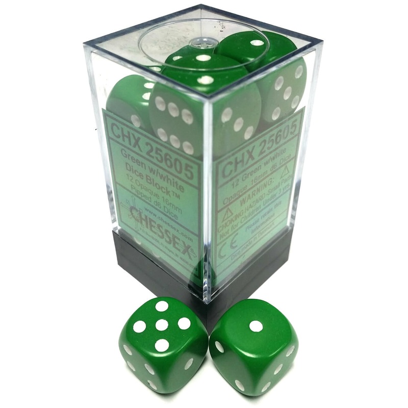 Opaque: 16mm D6 Green/White (12)