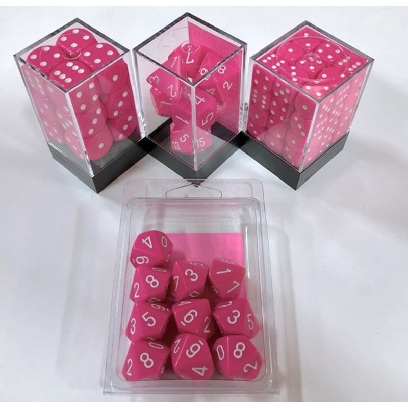 Opaque: 16mm D6 Pink/ White (12)