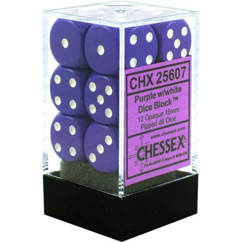 Opaque: 16mm D6 Purple/White (12)