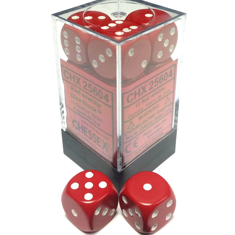 Opaque: 16mm D6 Red/White (12)