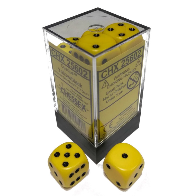 Opaque: 16mm D6 Yellow/Black (12)