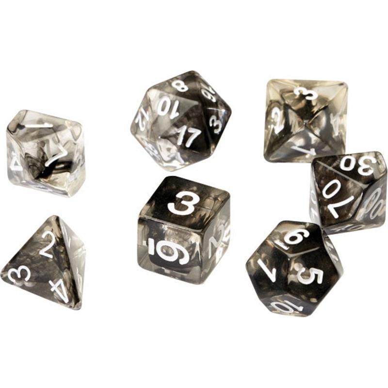 RPG Dice Set (7): Black Cloud Transparent Resin