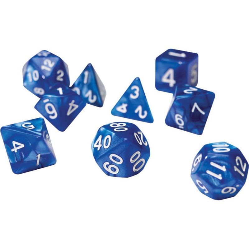RPG Dice Set (7): Pearl Blue Acrylic