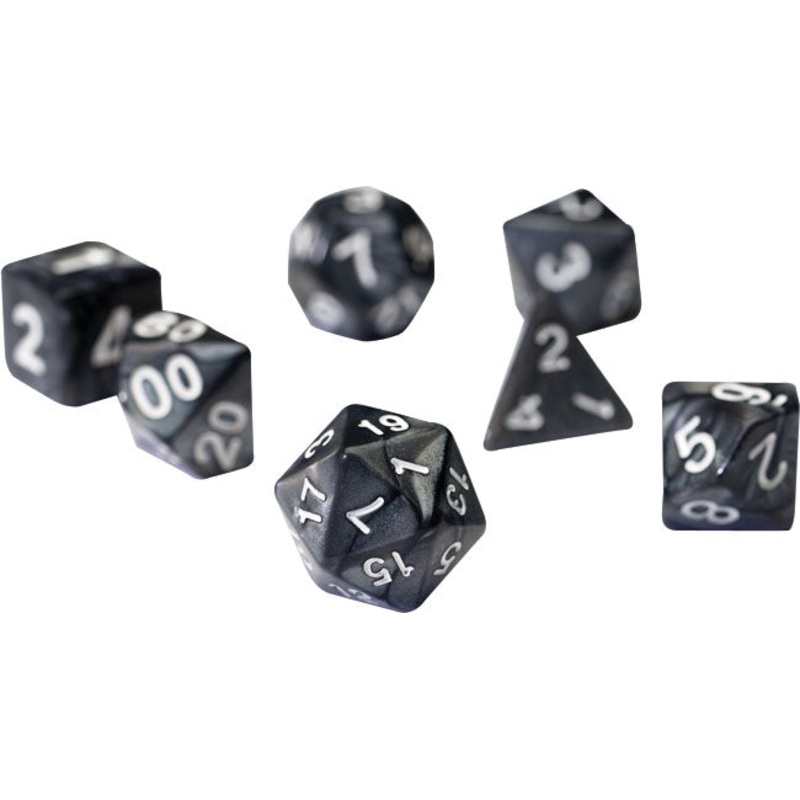RPG Dice Set (7): Pearl Charcoal Grey Acrylic